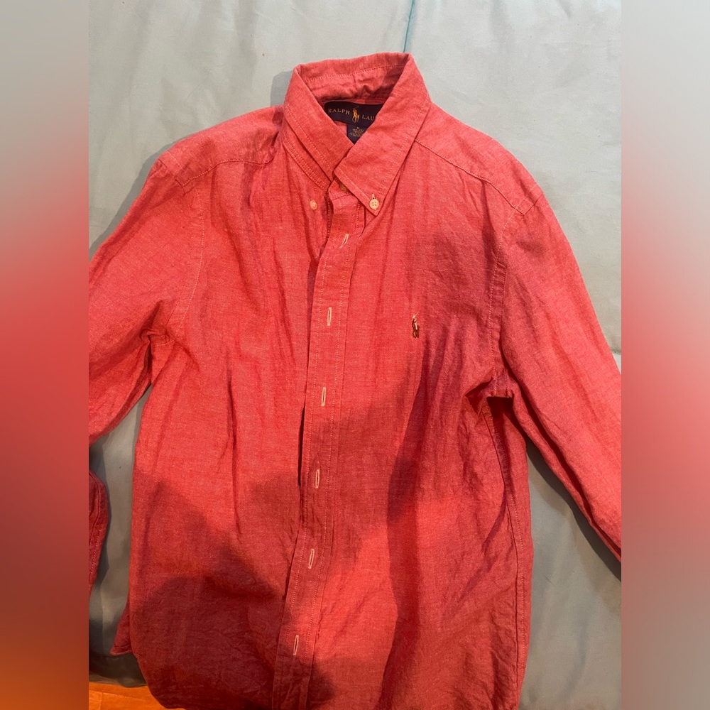 Ralph Lauren Red Button Down Shirt Classic Cotton
